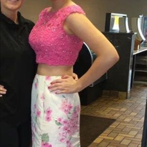 Pink and white prom dress